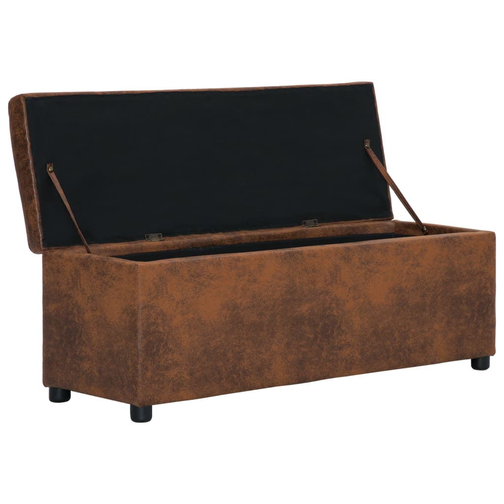 Panca Vano Portaoggetti 116 cm Marrone Similpelle Scamosciata | homemem39
