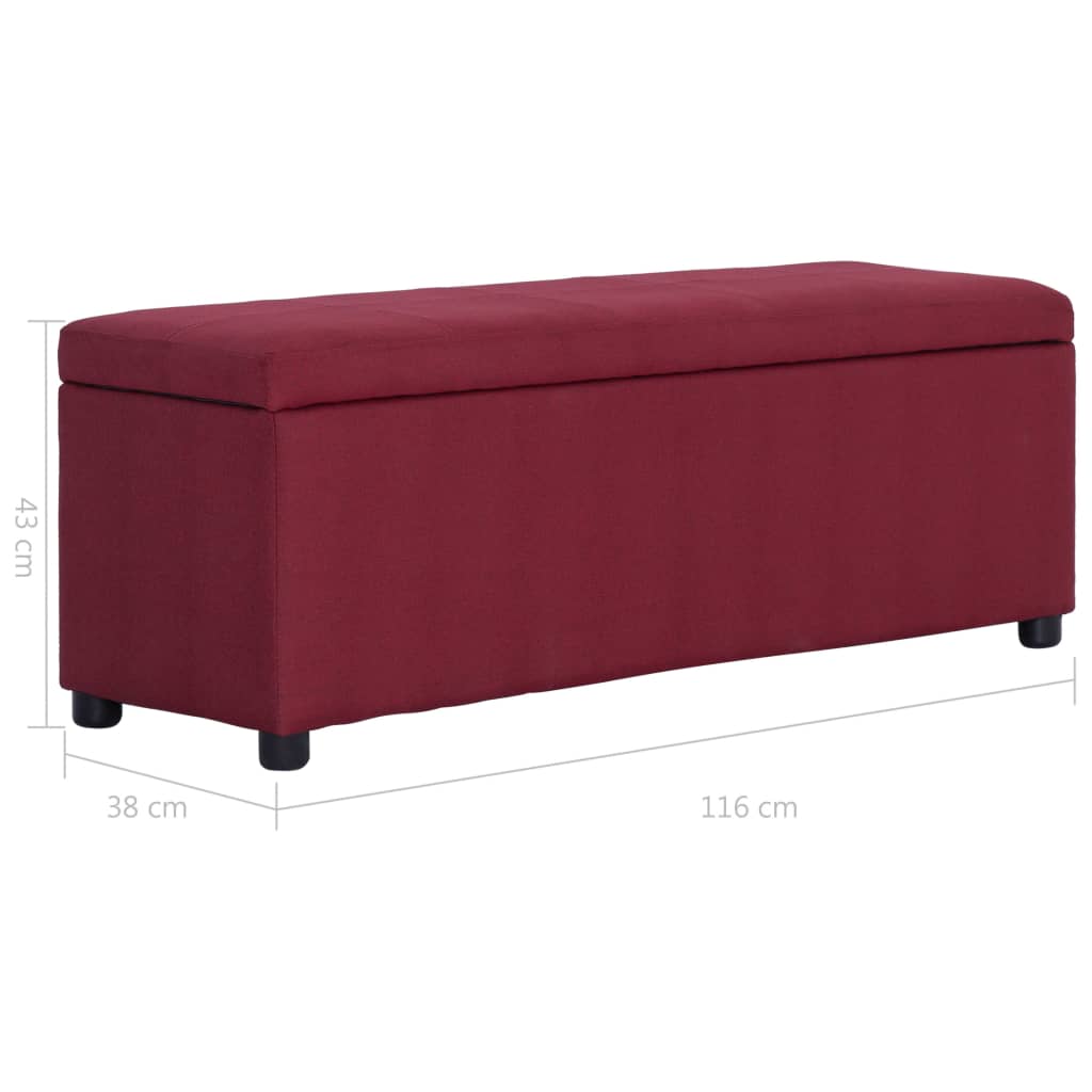 Panca con Vano Portaoggetti 116 cm Rosso Vino in Poliestere | homemem39