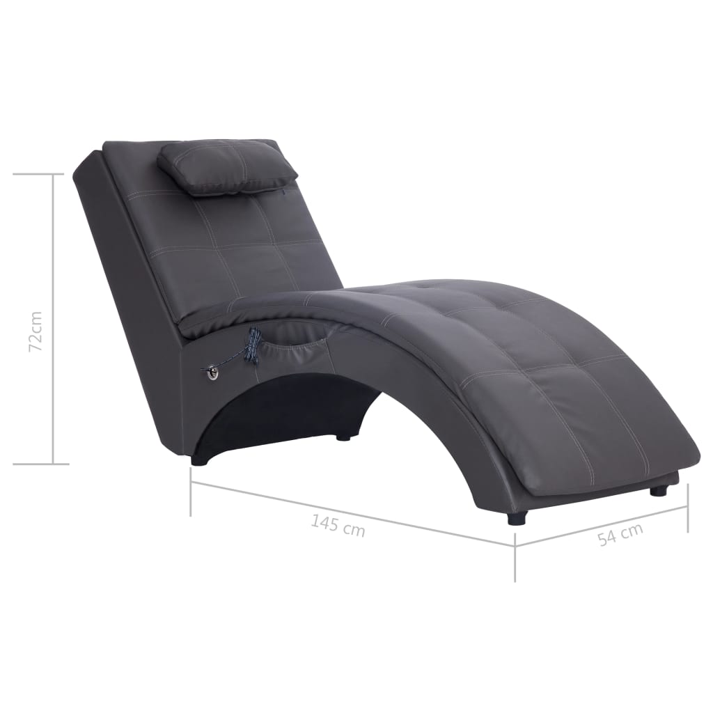 Sdraio Massaggiante con Cuscino Grigia in Similpelle | homemem39