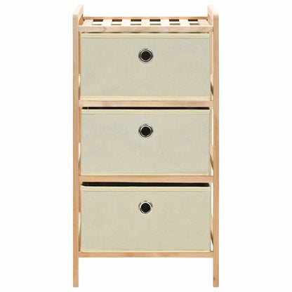 Scaffali con 3 Cesti in Tessuto 2 pz in Legno di Cedro Beige | homemem39