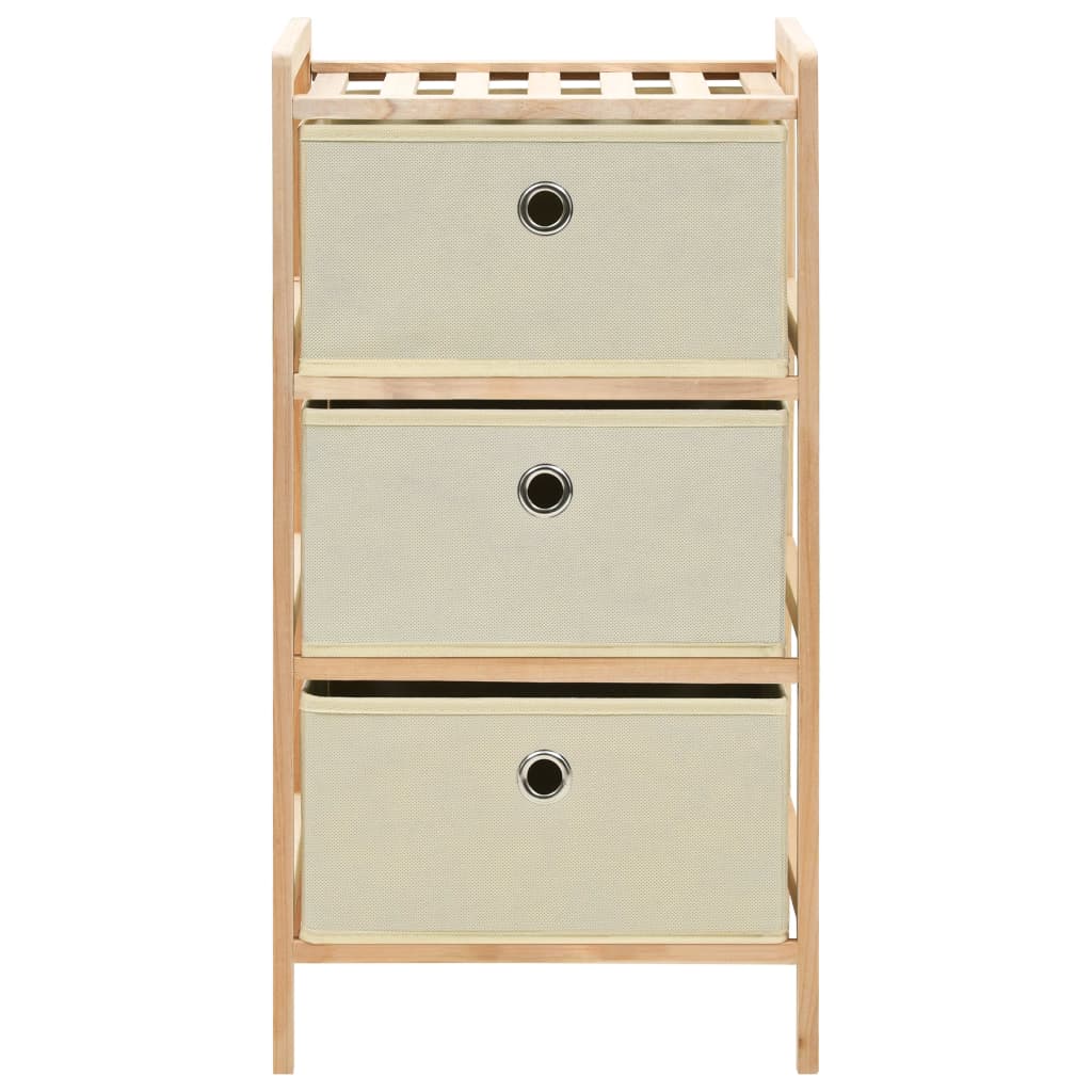 Scaffali con 3 Cesti in Tessuto 2 pz in Legno di Cedro Beige - homemem39