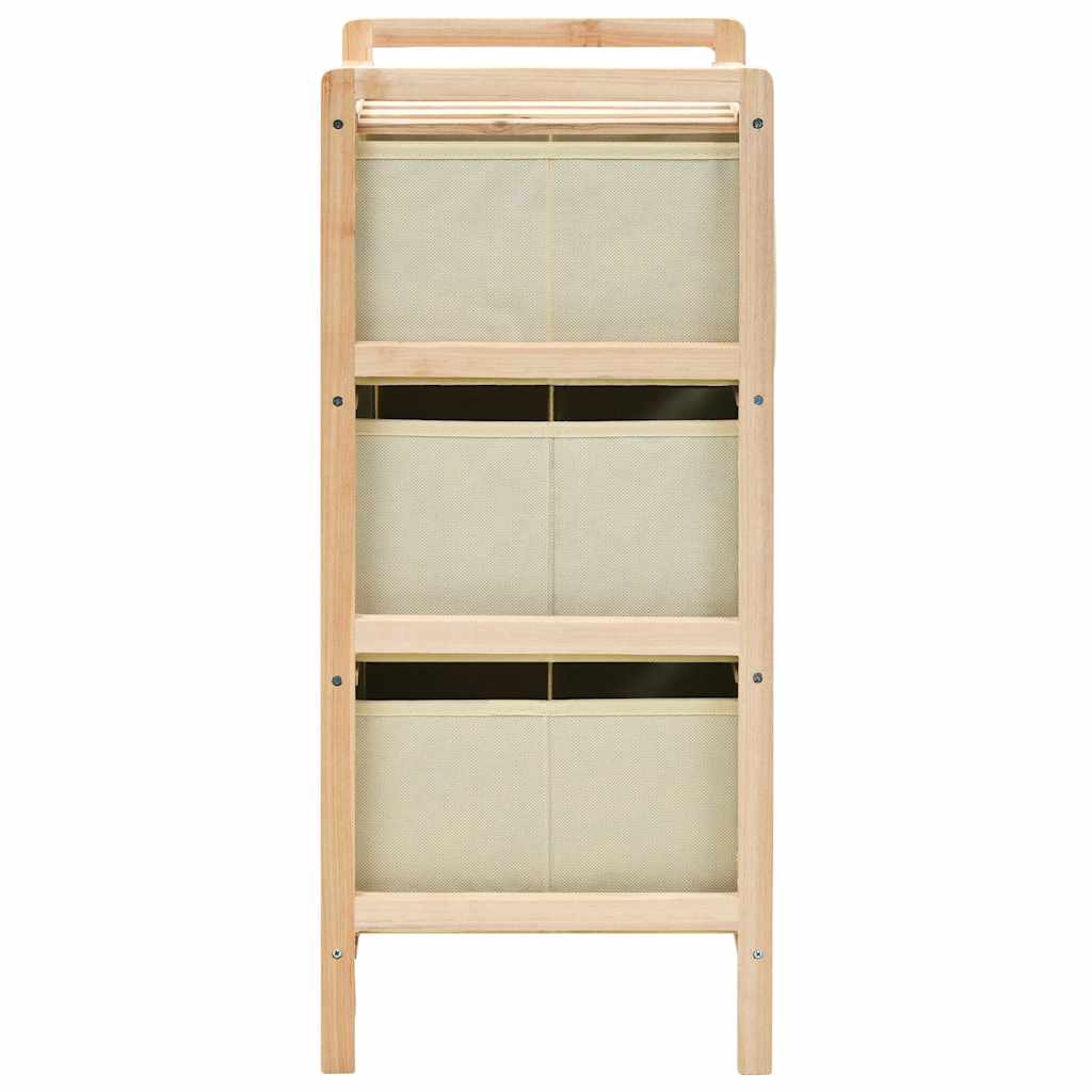Scaffali con 3 Cesti in Tessuto 2 pz in Legno di Cedro Beige | homemem39
