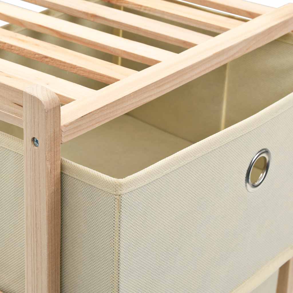 Scaffali con 3 Cesti in Tessuto 2 pz in Legno di Cedro Beige | homemem39