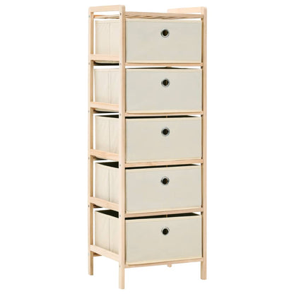 Scaffali con 5 Cesti in Tessuto 2 pz in Legno di Cedro Beige | homemem39