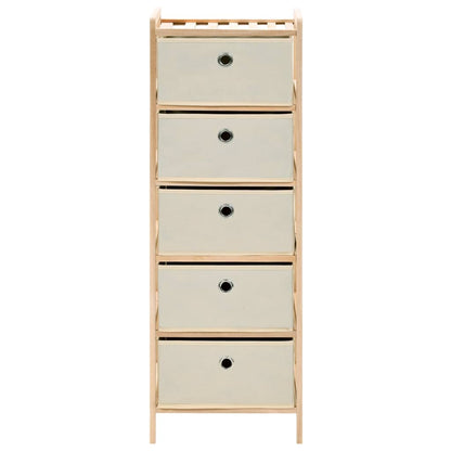Scaffali con 5 Cesti in Tessuto 2 pz in Legno di Cedro Beige | homemem39