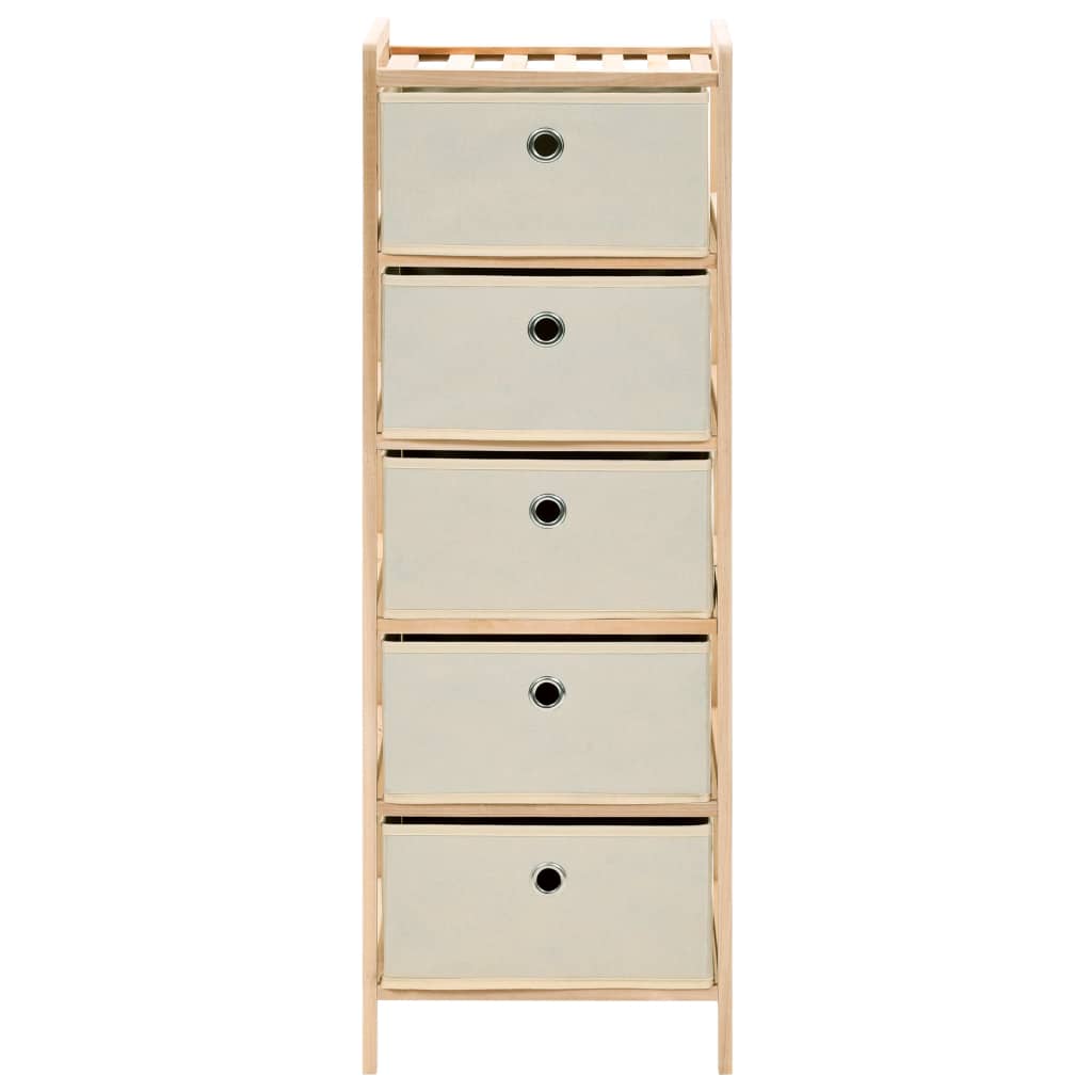 Scaffali con 5 Cesti in Tessuto 2 pz in Legno di Cedro Beige - homemem39
