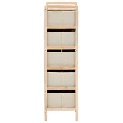 Scaffali con 5 Cesti in Tessuto 2 pz in Legno di Cedro Beige | homemem39