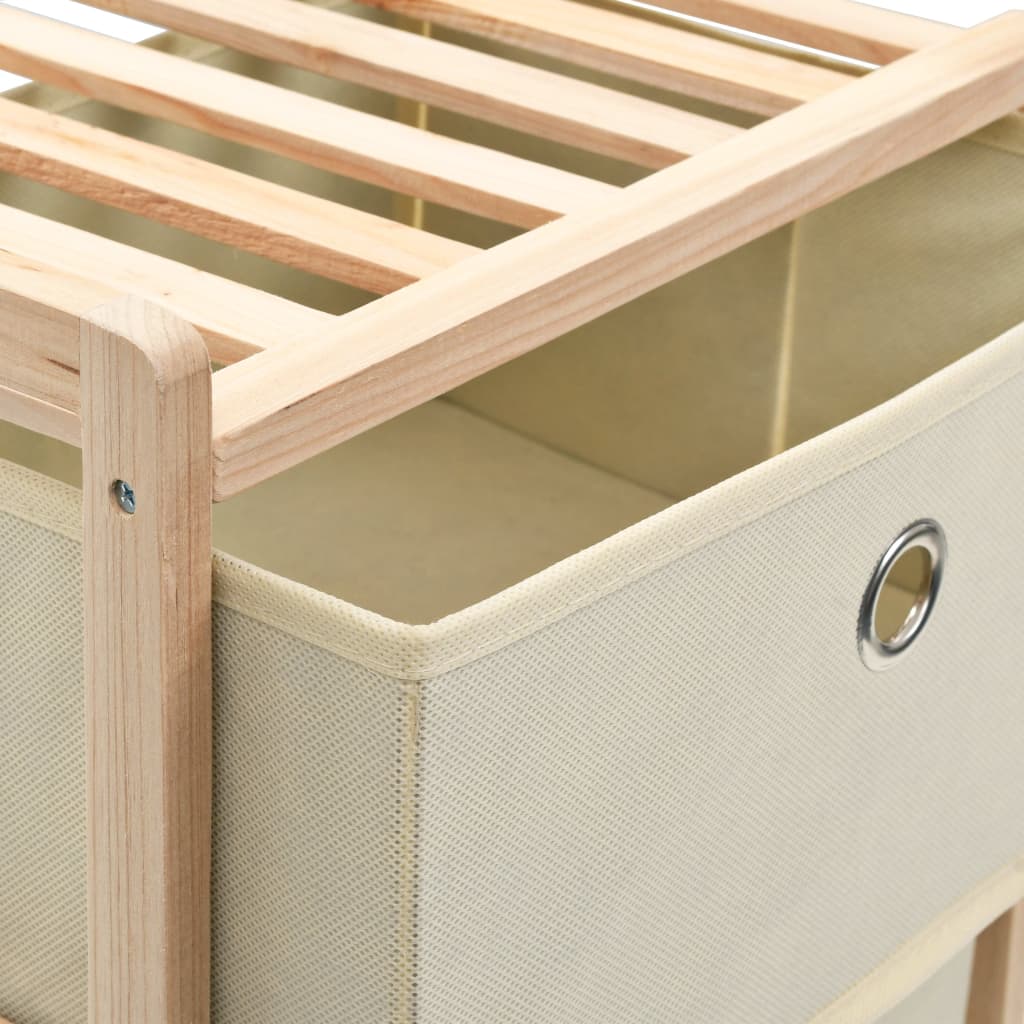 Scaffali con 5 Cesti in Tessuto 2 pz in Legno di Cedro Beige | homemem39