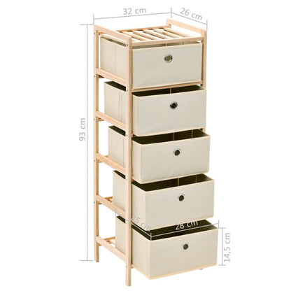 Scaffali con 5 Cesti in Tessuto 2 pz in Legno di Cedro Beige | homemem39