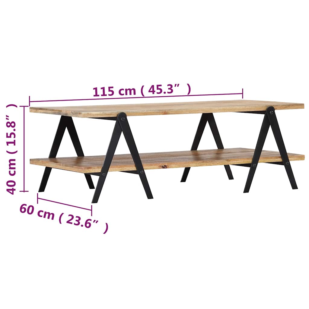 Tavolino da Salotto 115x60x40 cm in Legno Massello di Mango | homemem39