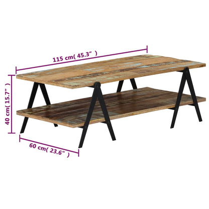 Tavolino da Salotto 115x60x40 cm in Legno Massello di Recupero | homemem39