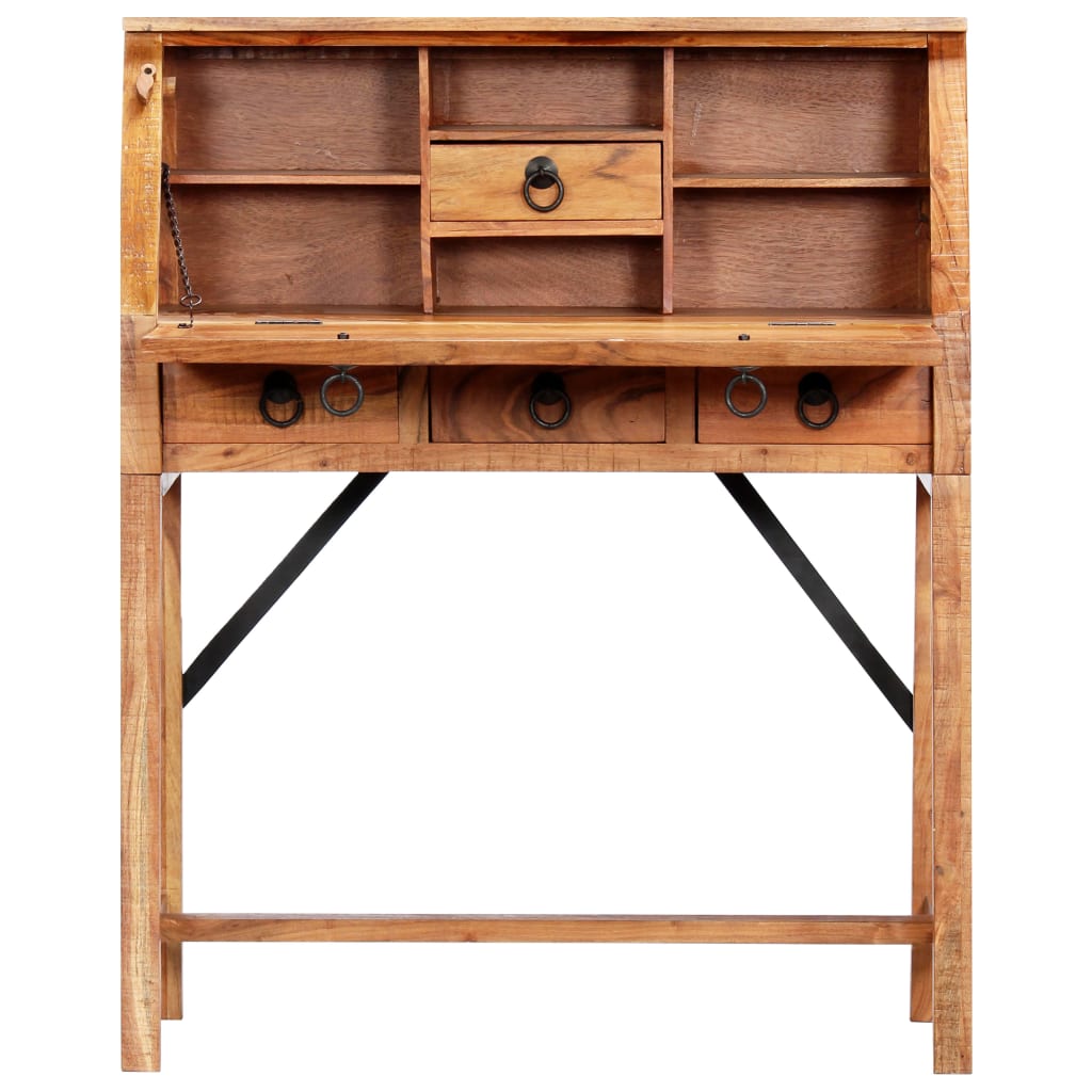 Scrivania 90x40x107cm in Legno Massello di Acacia | homemem39