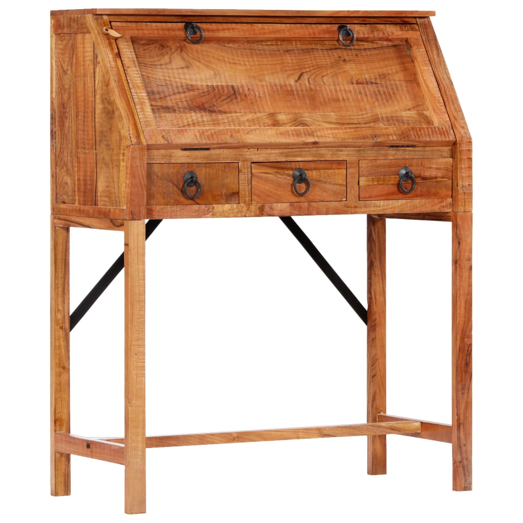 Scrivania 90x40x107cm in Legno Massello di Acacia | homemem39