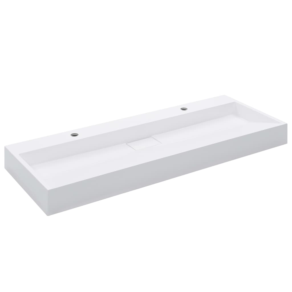 Lavandino 120x46x11 cm Blocco in Marmo/Minerale Bianco - homemem39