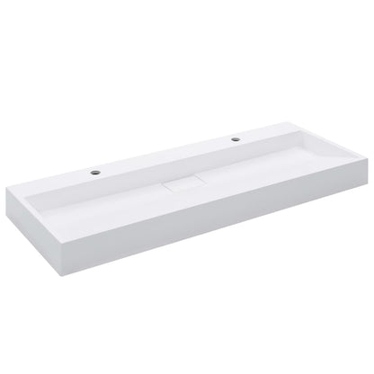Lavandino 120x46x11 cm Blocco in Marmo/Minerale Bianco - homemem39