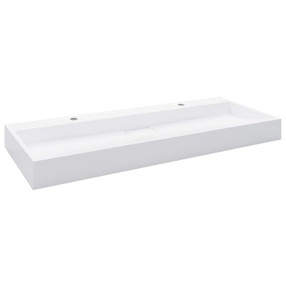 Lavandino 120x46x11 cm Blocco in Marmo/Minerale Bianco - homemem39