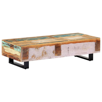 Tavolino da Caffè 120x50x30cm Legno Massello Recuperato Acciaio