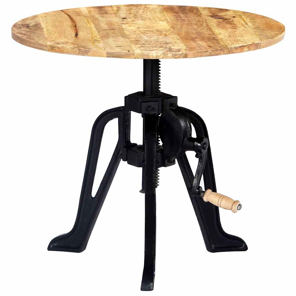 Tavolino 60x(46-63) cm in Legno Massello di Mango e Ghisa