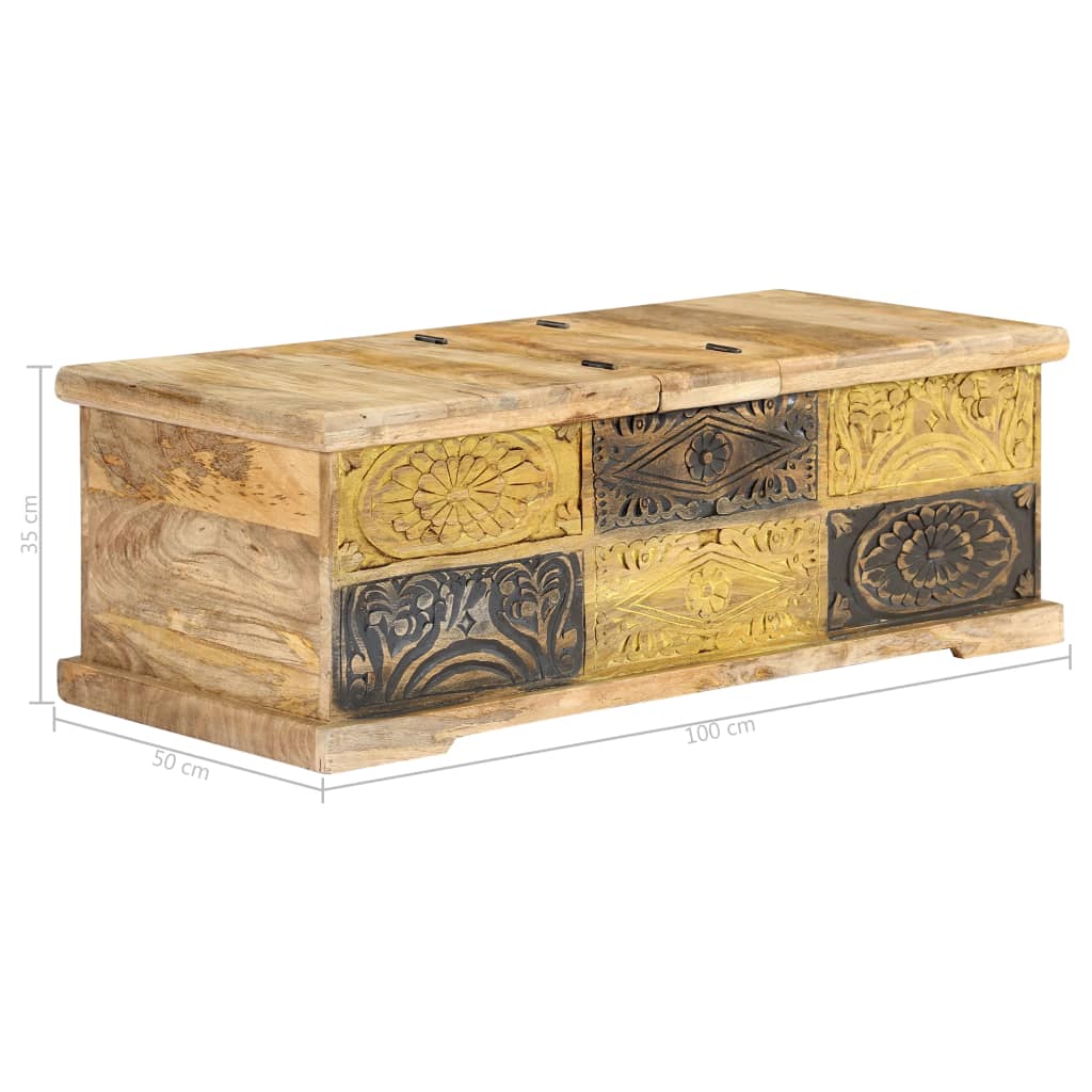 Tavolino da Salotto 100x50x35 cm in Legno Massello di Mango | homemem39