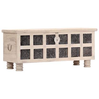 Cassapanca Bianca 110x40x45 cm in Legno Massello di Acacia | homemem39