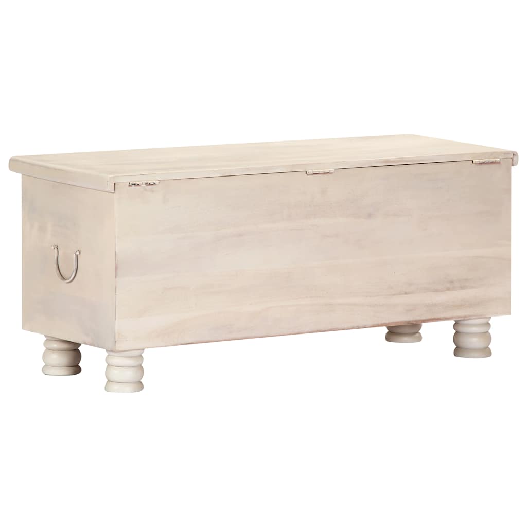 Cassapanca Bianca 110x40x45 cm in Legno Massello di Acacia | homemem39