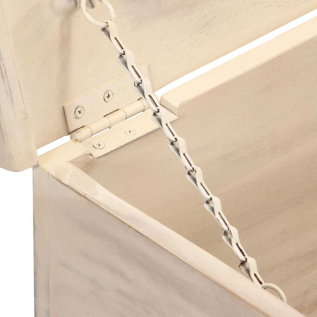 Cassapanca Bianca 110x40x45 cm in Legno Massello di Acacia | homemem39