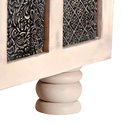 Cassapanca Bianca 110x40x45 cm in Legno Massello di Acacia | homemem39