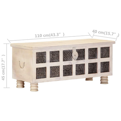 Cassapanca Bianca 110x40x45 cm in Legno Massello di Acacia | homemem39