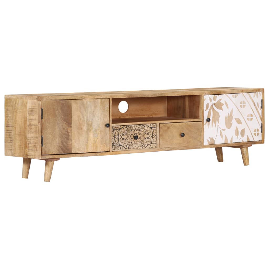 Mobile Porta TV 140x30x40 cm in Legno Massello di Mango