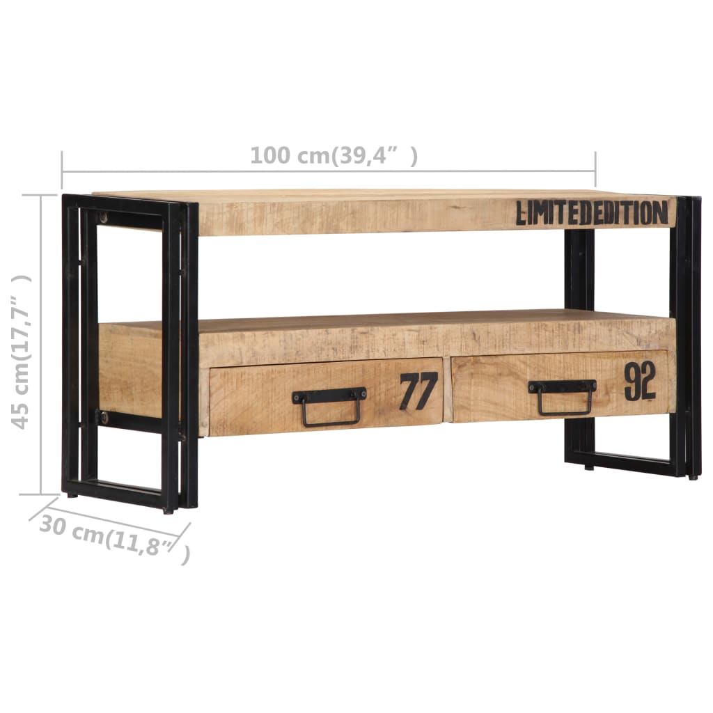 Mobile Porta TV 100x30x45 cm in Legno Massello di Mango - homemem39