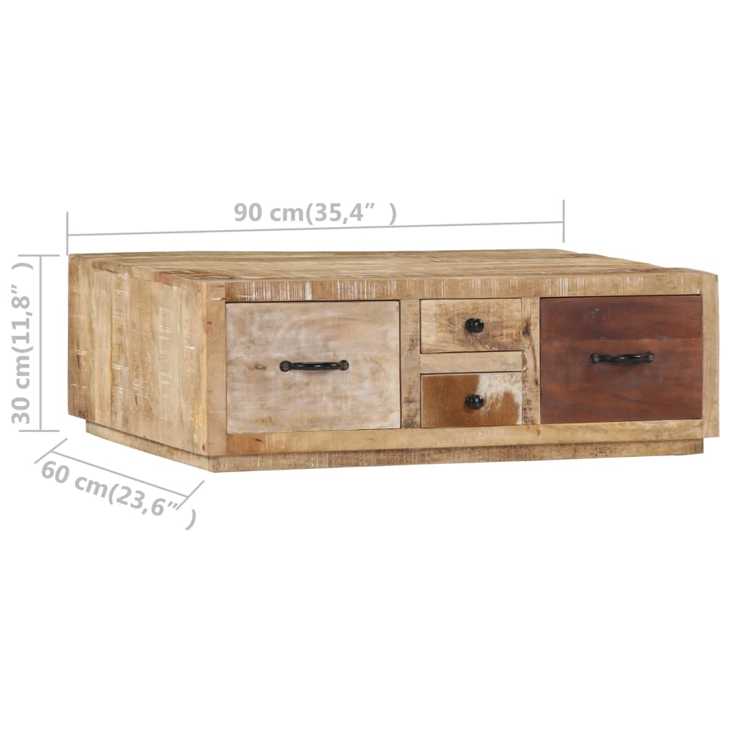 Tavolino da Salotto 90x60x30 cm in Legno Massello di Mango | homemem39