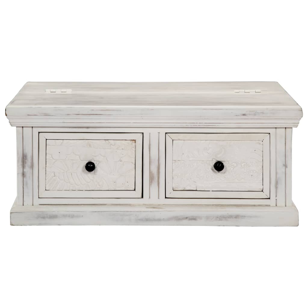 Tavolino da Salotto Bianco 70x70x30 cm Legno Massello di Mango | homemem39