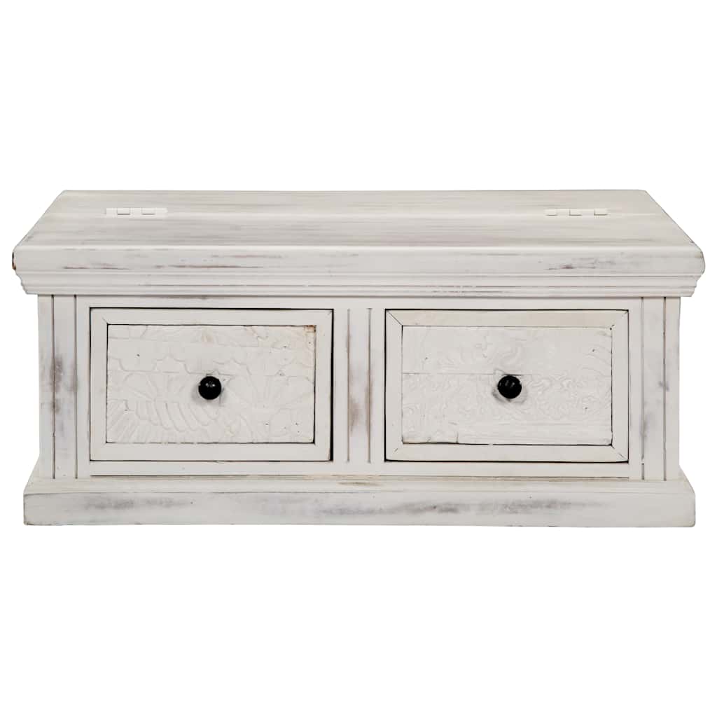 Tavolino da Salotto Bianco 70x70x30 cm Legno Massello di Mango