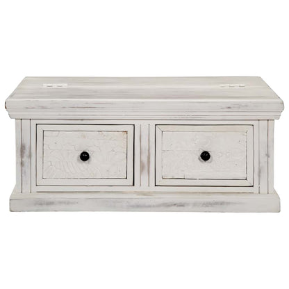 Tavolino da Salotto Bianco 70x70x30 cm Legno Massello di Mango
