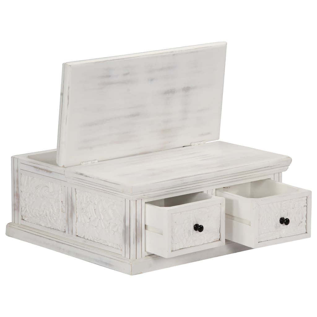 Tavolino da Salotto Bianco 70x70x30 cm Legno Massello di Mango | homemem39