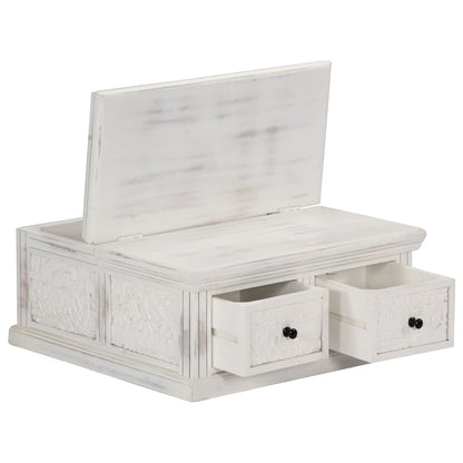 Tavolino da Salotto Bianco 70x70x30 cm Legno Massello di Mango | homemem39