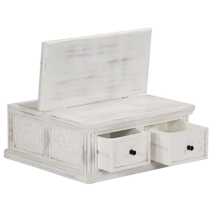 Tavolino da Salotto Bianco 70x70x30 cm Legno Massello di Mango