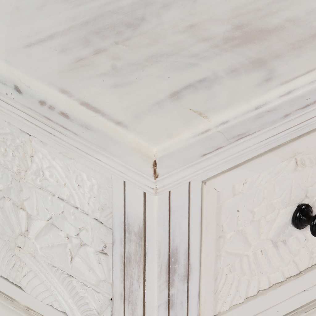 Tavolino da Salotto Bianco 70x70x30 cm Legno Massello di Mango