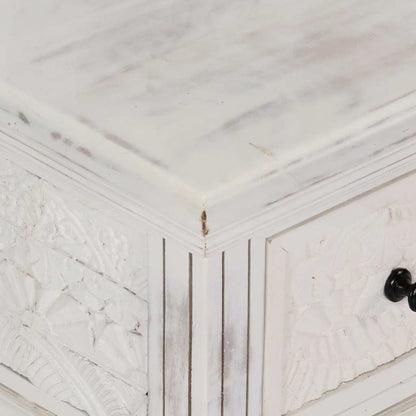 Tavolino da Salotto Bianco 70x70x30 cm Legno Massello di Mango
