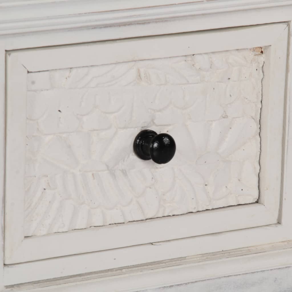 Tavolino da Salotto Bianco 70x70x30 cm Legno Massello di Mango | homemem39