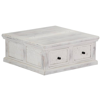 Tavolino da Salotto Bianco 70x70x30 cm Legno Massello di Mango | homemem39