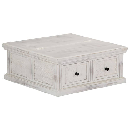 Tavolino da Salotto Bianco 70x70x30 cm Legno Massello di Mango | homemem39