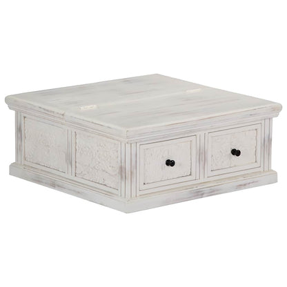 Tavolino da Salotto Bianco 70x70x30 cm Legno Massello di Mango