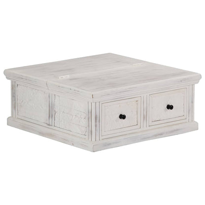 Tavolino da Salotto Bianco 70x70x30 cm Legno Massello di Mango | homemem39