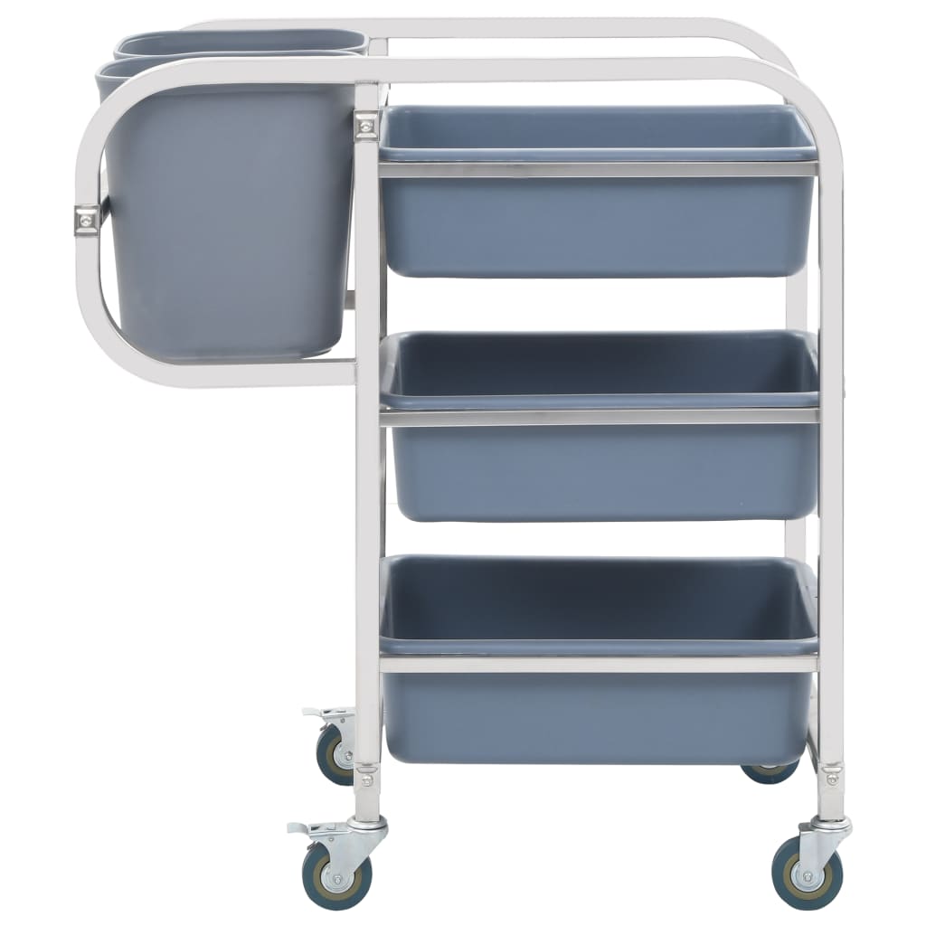 Carrello da Cucina con Contenitori in Plastica 82x43,5x93 cm