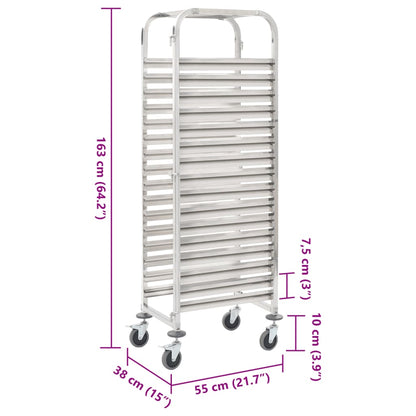Carrello da Cucina per 16 Vassoi 38x55x163 cm in Acciaio Inox