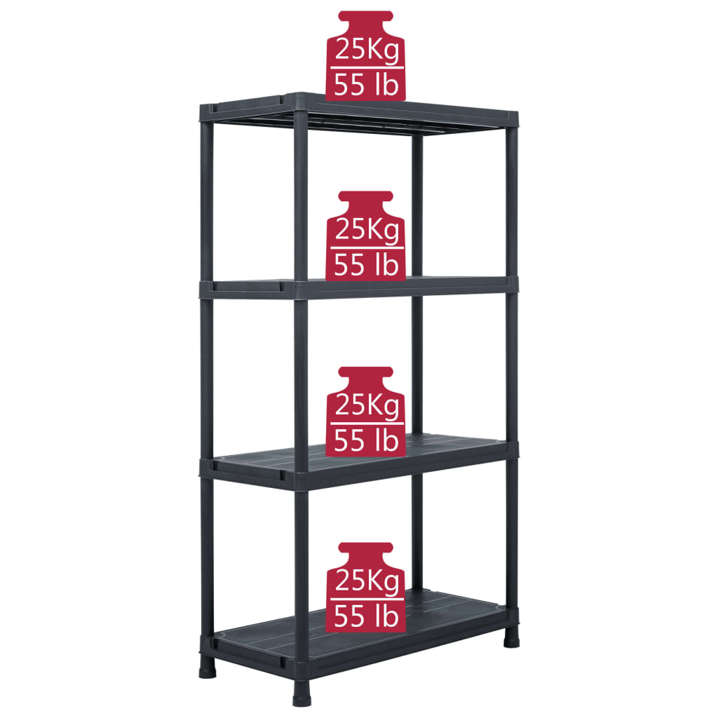 Scaffali 2 pz 60x30x138 cm Nero in Plastica - homemem39
