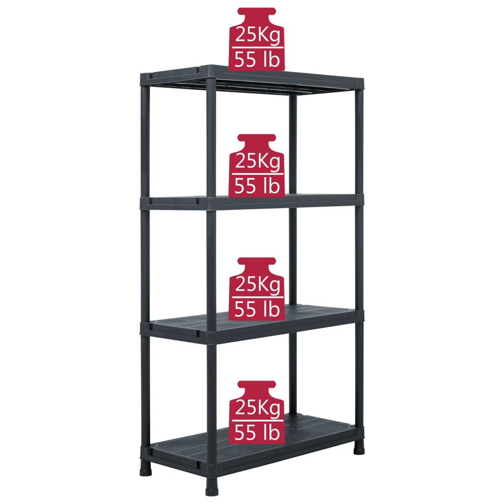 Scaffali 5 pz 60x30x138 cm Nero in Plastica - homemem39