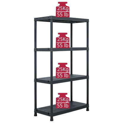 Scaffali 5 pz 60x30x138 cm Nero in Plastica - homemem39