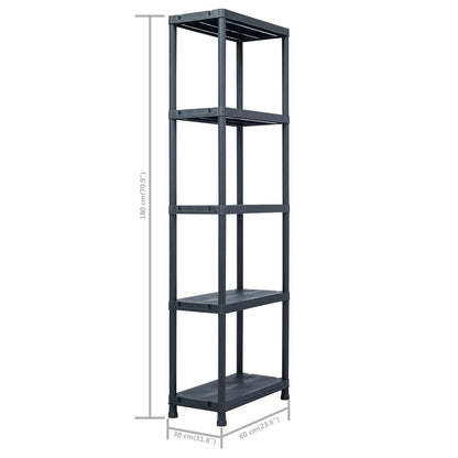 Scaffali 5 pz Nero 125 kg 60x30x180 cm in Plastica - homemem39